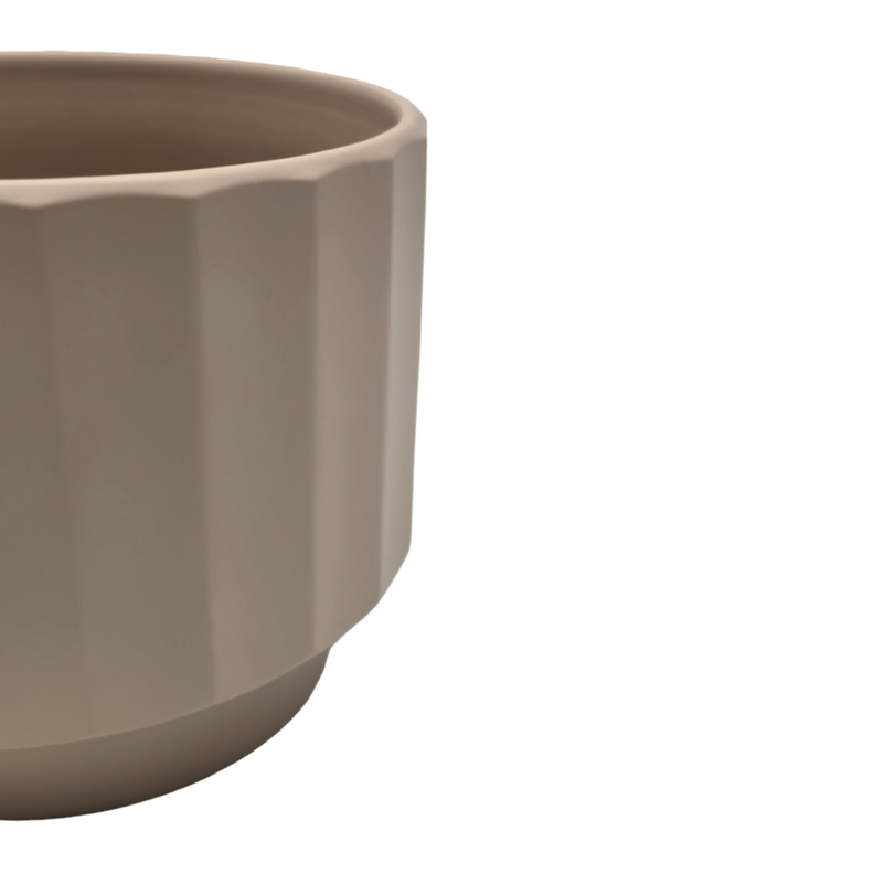 Set 3 Macetero Maceta De Ceramica Beige Lineas Verticales-4