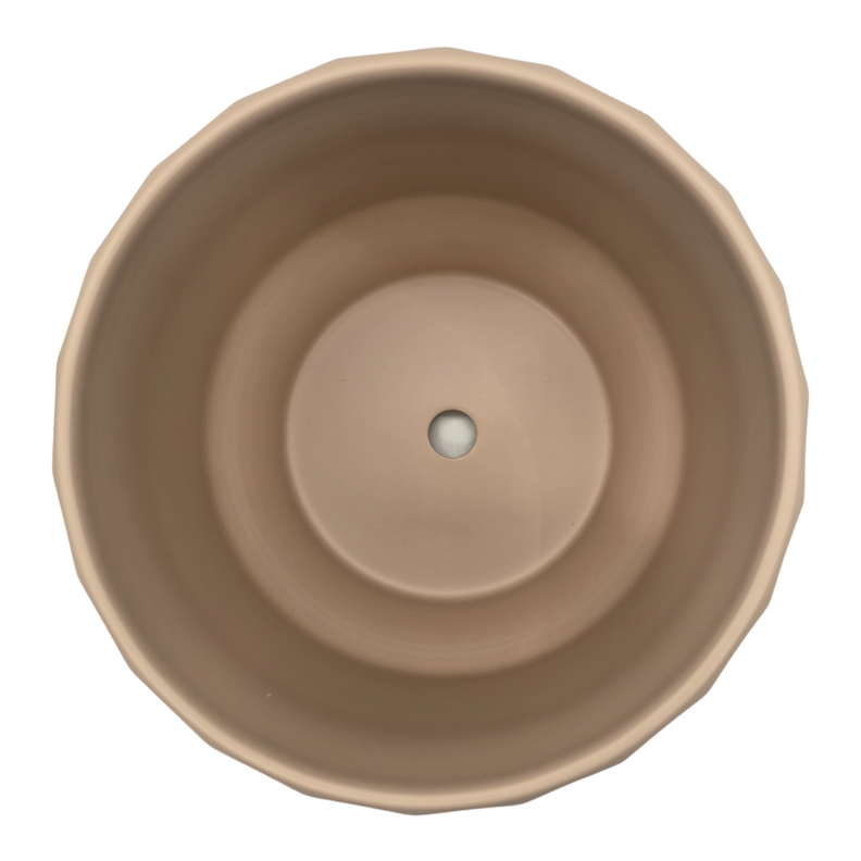 Set 3 Macetero Maceta De Ceramica Beige Lineas Verticales-5