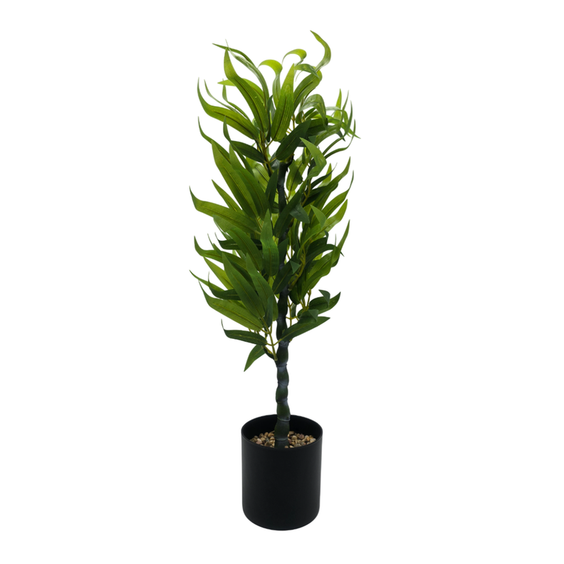Planta Artificial Bambu Decorativa Macetero Plastico Negro-0
