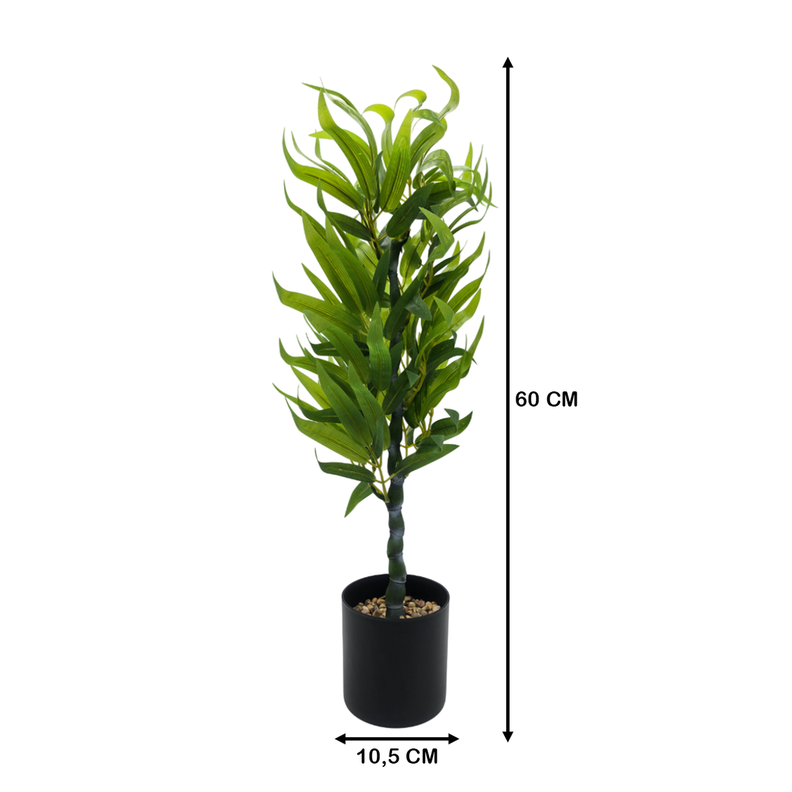 Planta Artificial Bambu Decorativa Macetero Plastico Negro-5