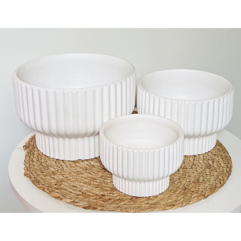 Set 3 Maceteros Maceta De Ceramica Estilo Copon Blanco Mate-4