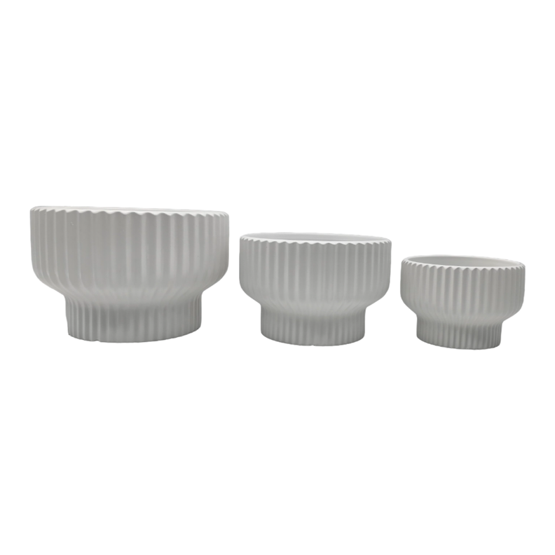Set 3 Maceteros Maceta De Ceramica Estilo Copon Blanco Mate-7