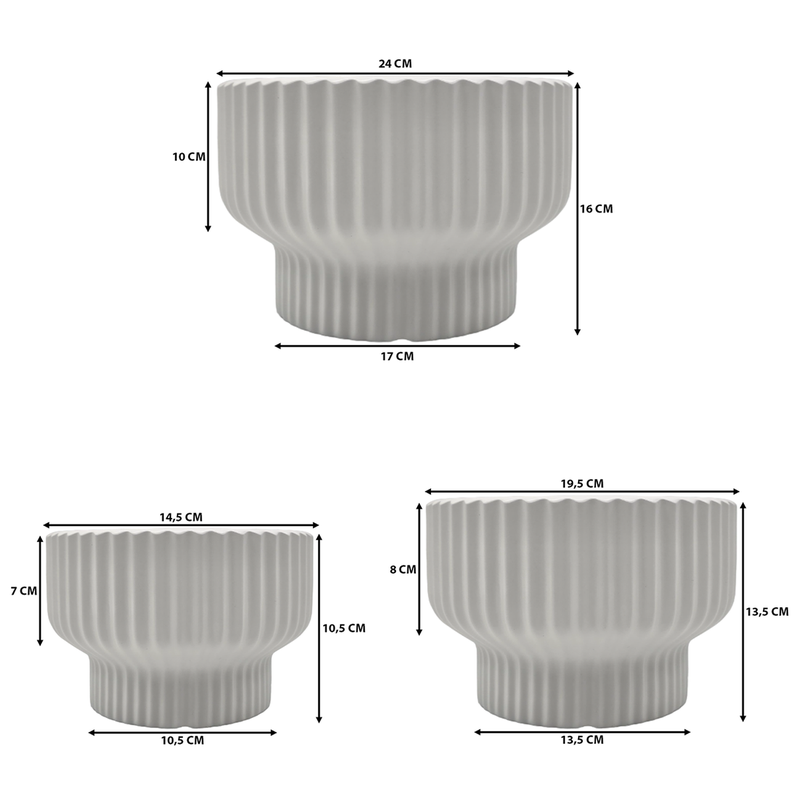 Set 3 Maceteros Maceta De Ceramica Estilo Copon Blanco Mate-8