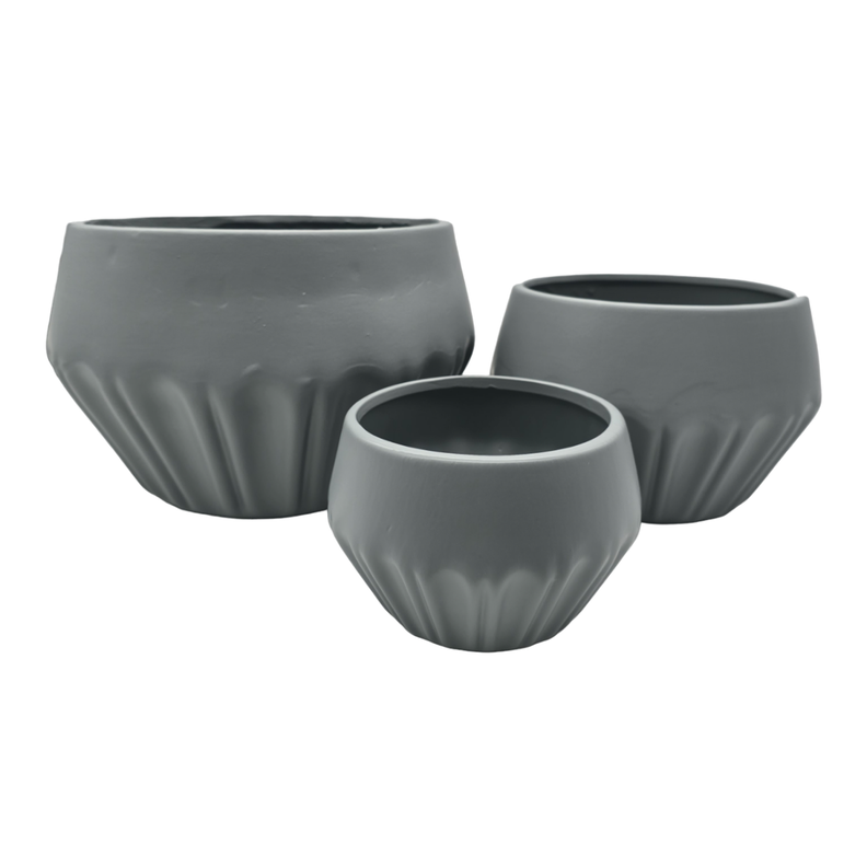 Set 3 Maceteros Maceta De Ceramica Diamante Elegante Gris-3