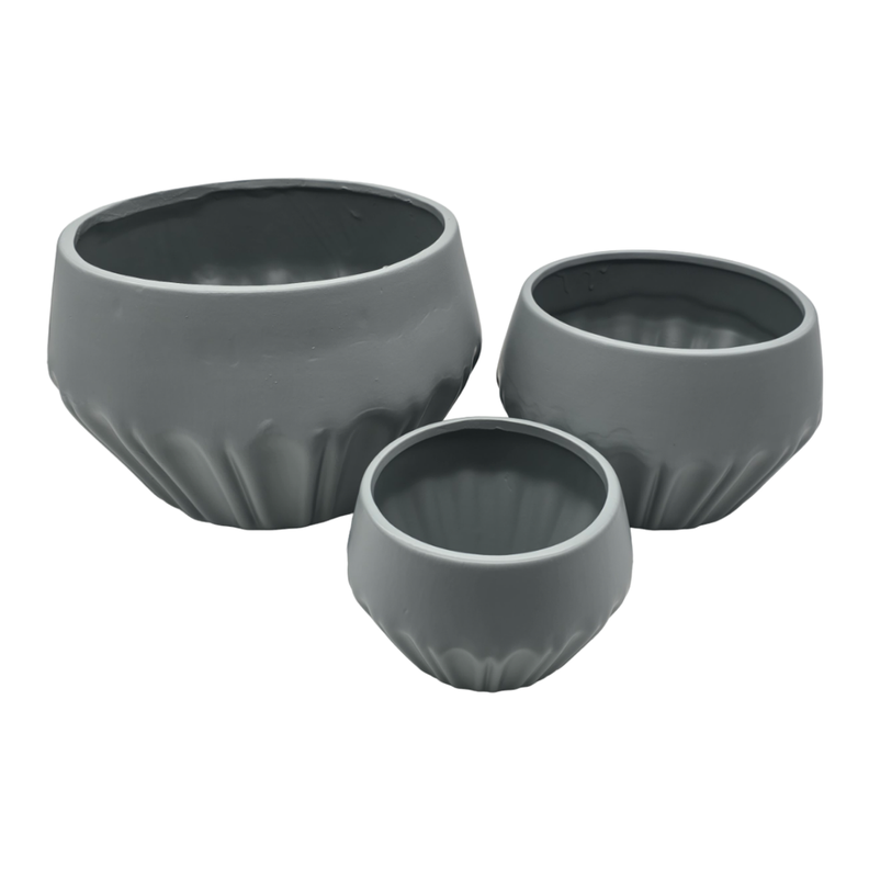 Set 3 Maceteros Maceta De Ceramica Diamante Elegante Gris-4