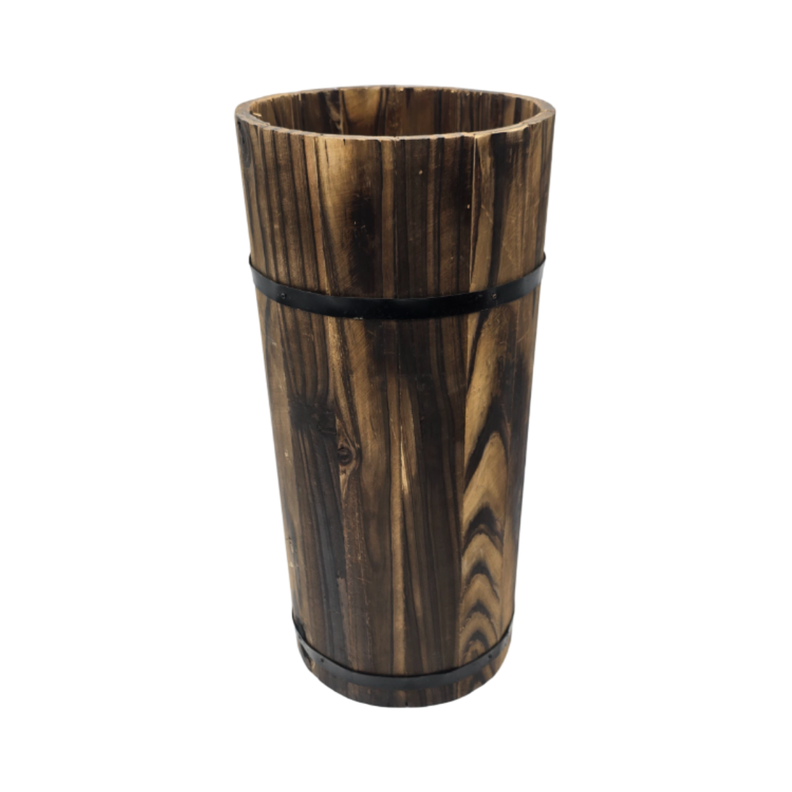 Macetero De Madera Tipo Barril Largo Alto Jardin Terraza M-0