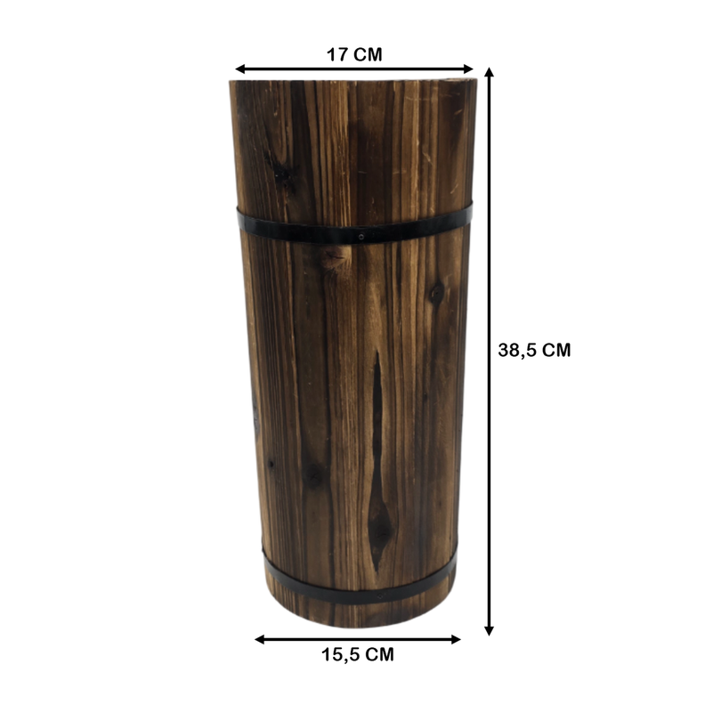 Macetero De Madera Tipo Barril Largo Alto Jardin Terraza M-2