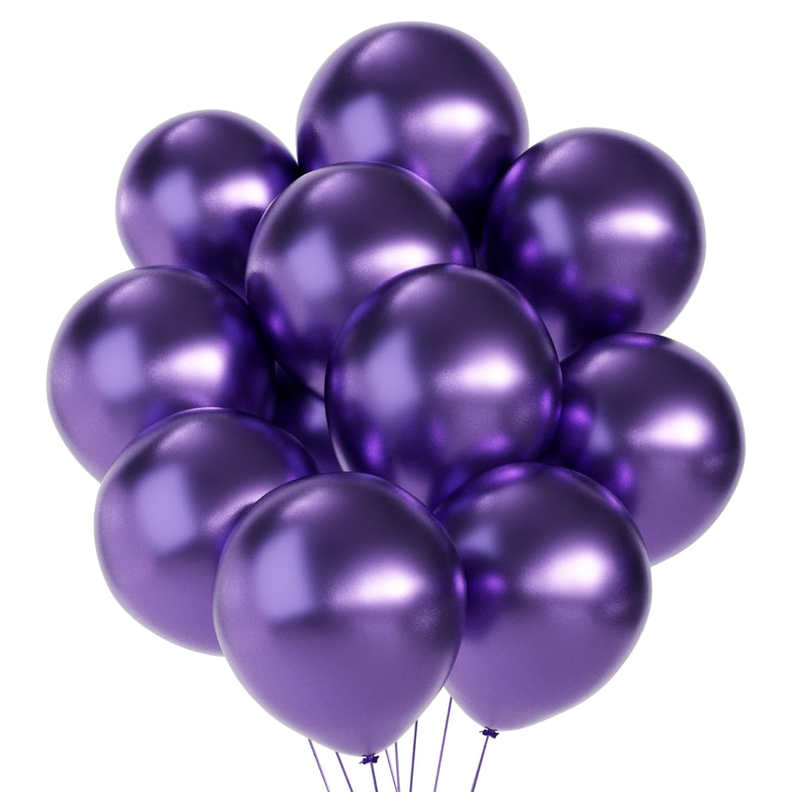Globos Morado Metalizado 50 Unidades Tamaño 25 Cm-0