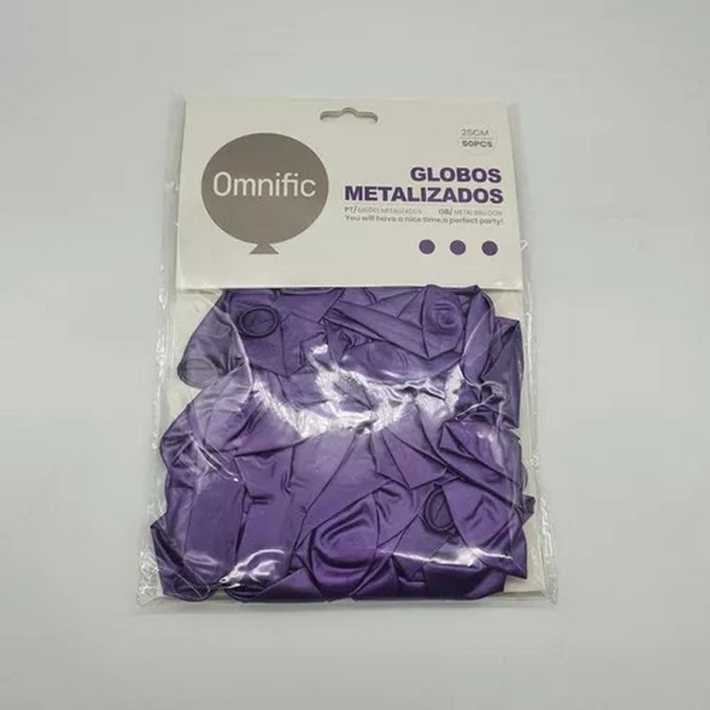 Globos Morado Metalizado 50 Unidades Tamaño 25 Cm-1