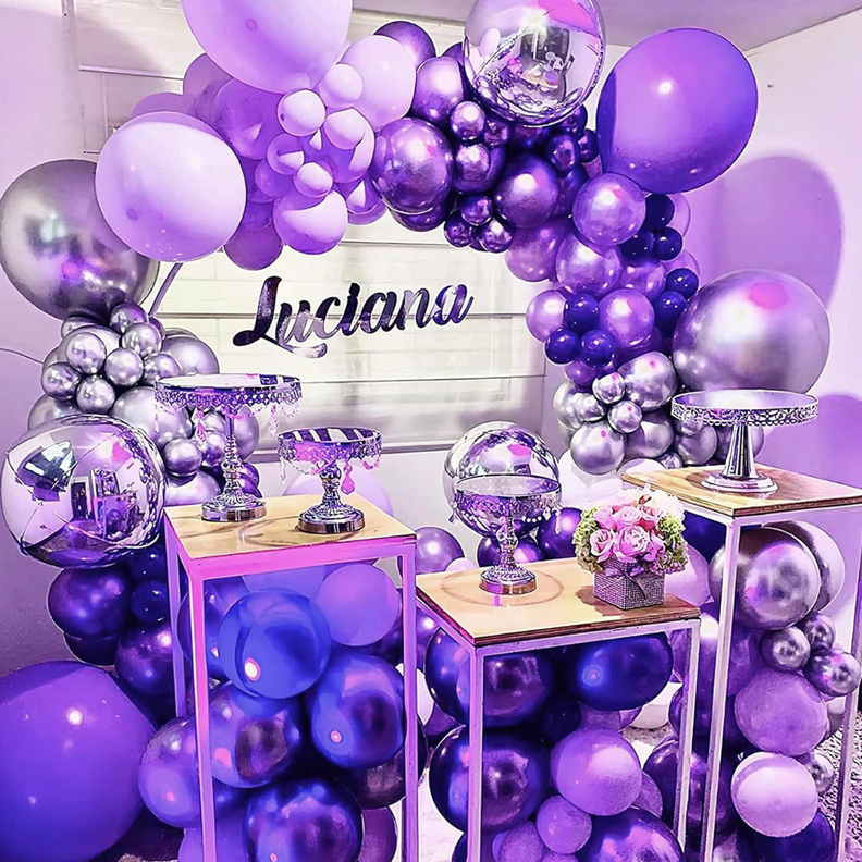 Globos Morado Metalizado 50 Unidades Tamaño 25 Cm-3
