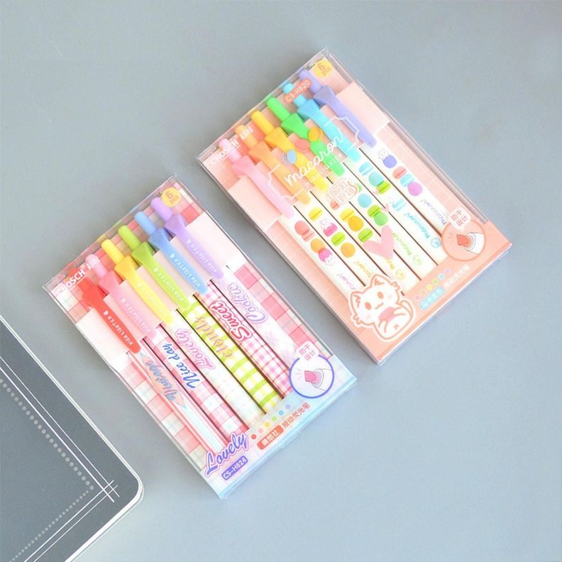 Set 6 Lapices Destacadores Punta Biselada Pastel Macaron-2