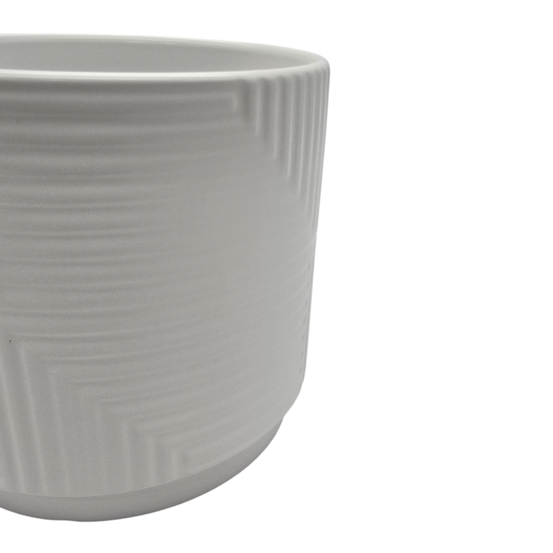 Set 3 Maceteros Maceta De Ceramica Blanco Con Linea Cuadrada-2