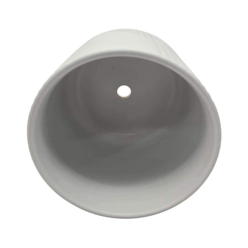 Set 3 Maceteros Maceta De Ceramica Blanco Con Linea Cuadrada-3