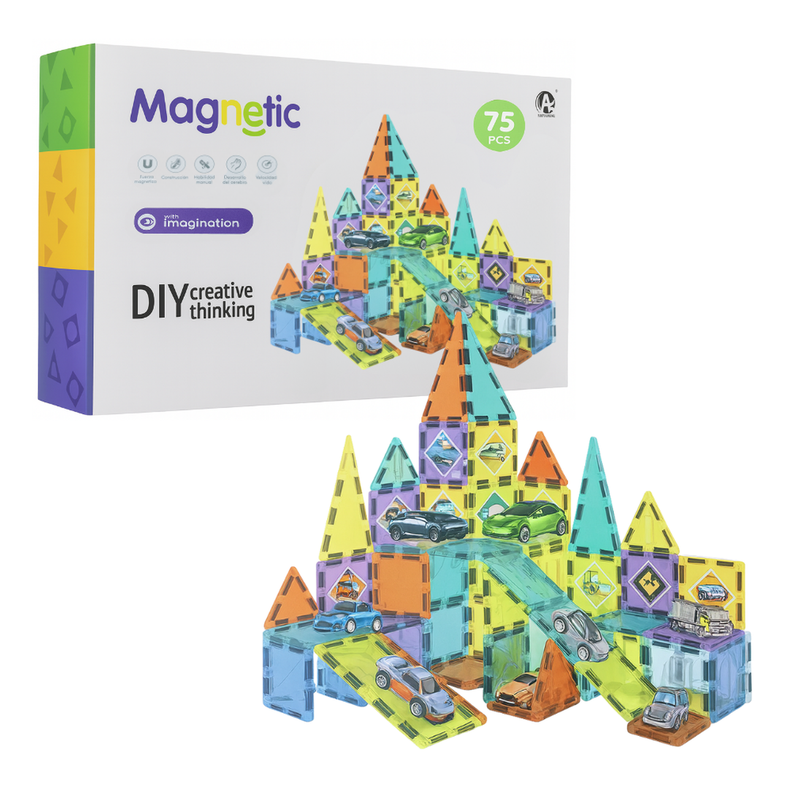 Juego Bloques Magneticos Construccion 75 Piezas Educativo Blanco