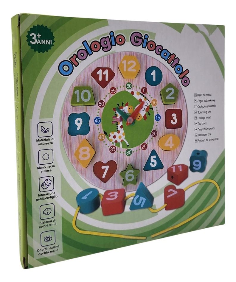 Juegos Juguete Educativo Reloj De Encaje Madera-0