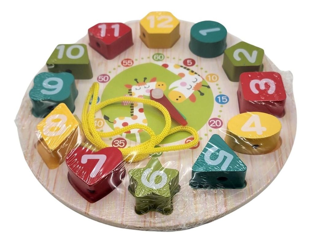 Juegos Juguete Educativo Reloj De Encaje Madera-1