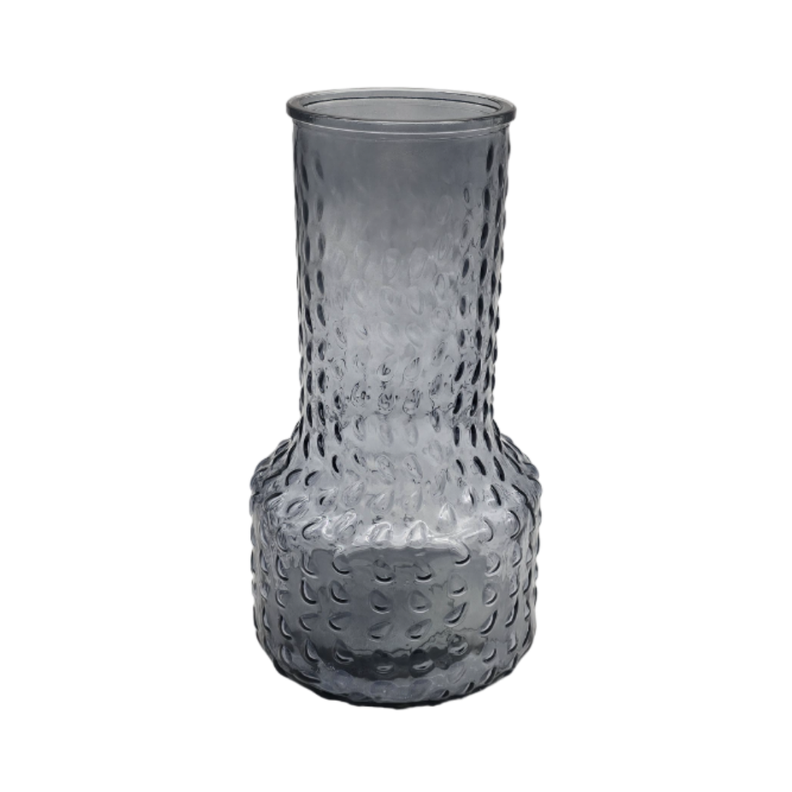 Florero Decorativo De Vidrio Con Diseño Base Ancha Gris 25-0