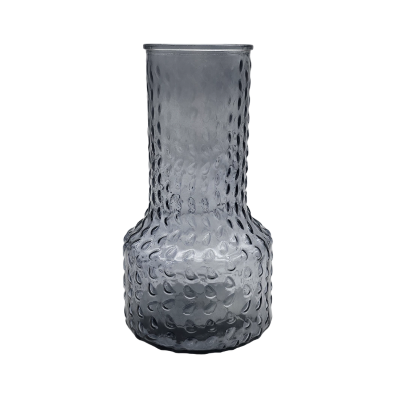 Florero Decorativo De Vidrio Con Diseño Base Ancha Gris 25-1