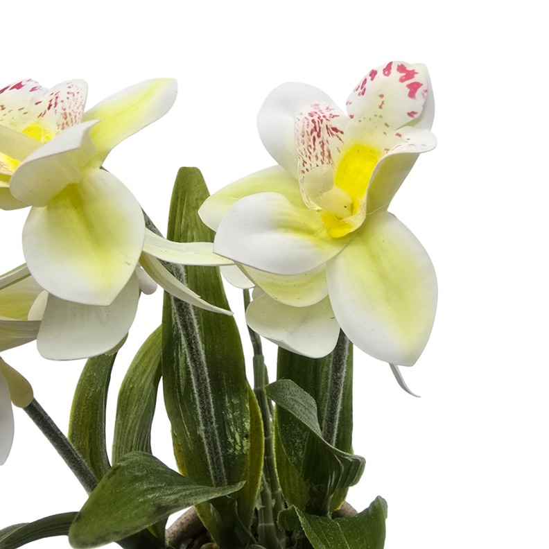 Planta Artificial Orquidea Blanca Decorativa Macetero Loza-5