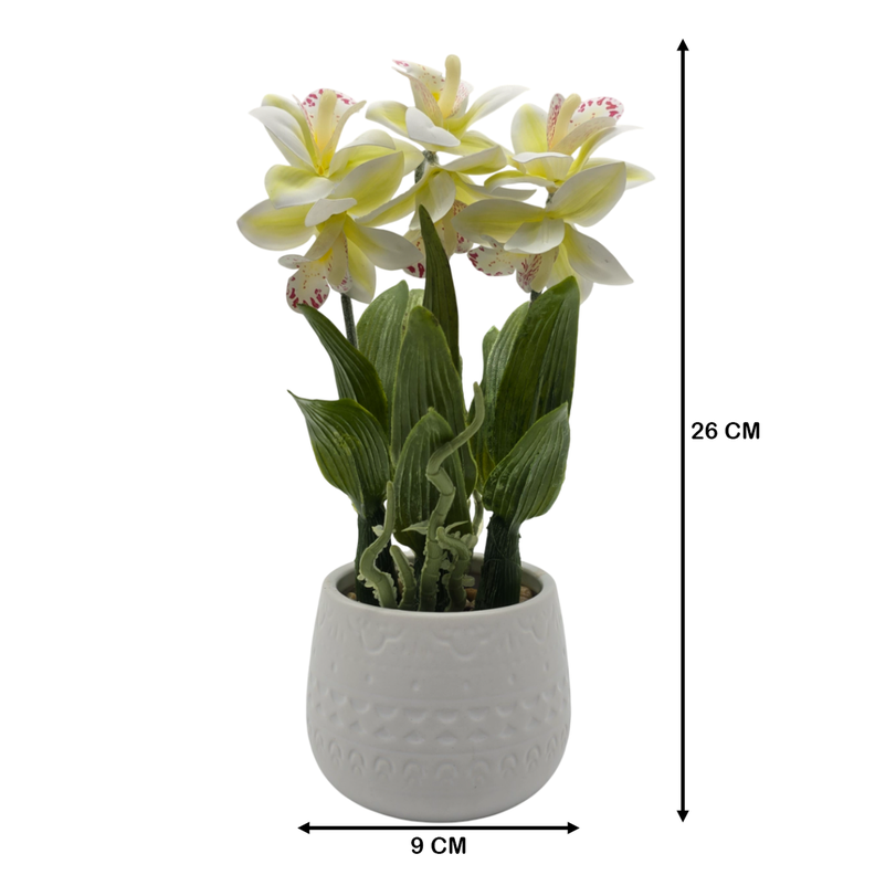 Planta Artificial Orquidea Blanca Decorativa Macetero Loza-6