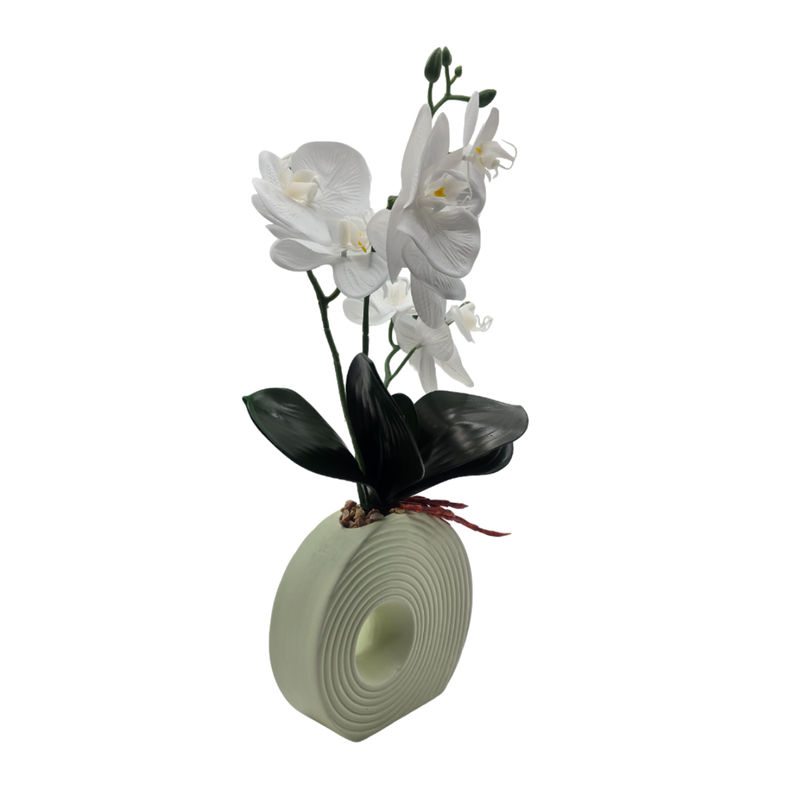 Planta Artificial Orquidea Decorativa Macetero De Ceramica M-1