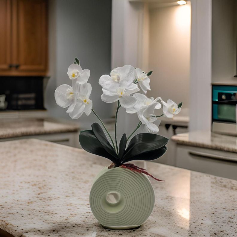 Planta Artificial Orquidea Decorativa Macetero De Ceramica M-4