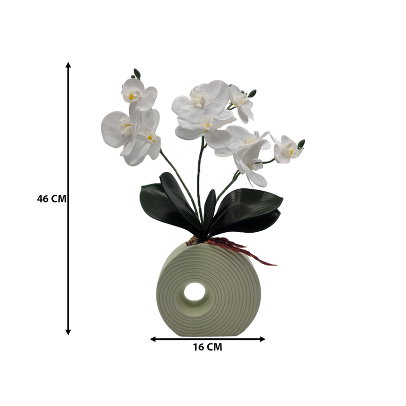 Planta Artificial Orquidea Decorativa Macetero De Ceramica M-7