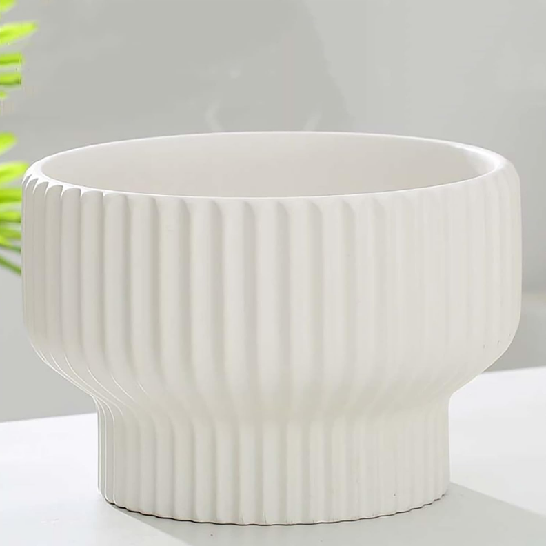 Maceteros Maceta De Ceramica Estilo Copon Blanco Mate S-4