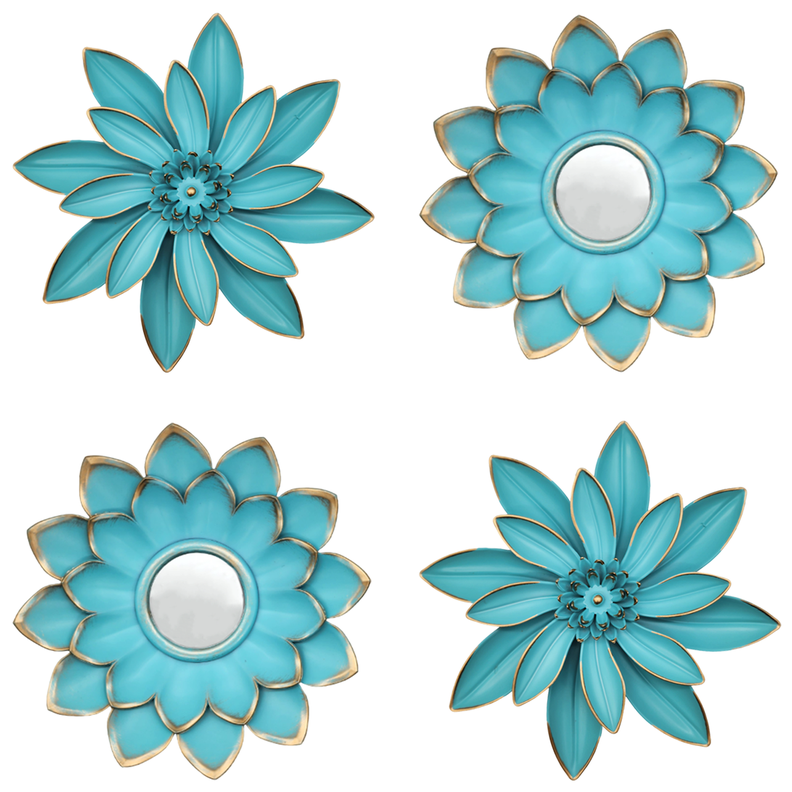 Set 4 Marcos De Espejos Flor De Loto Decorativo Calipso Deco-0