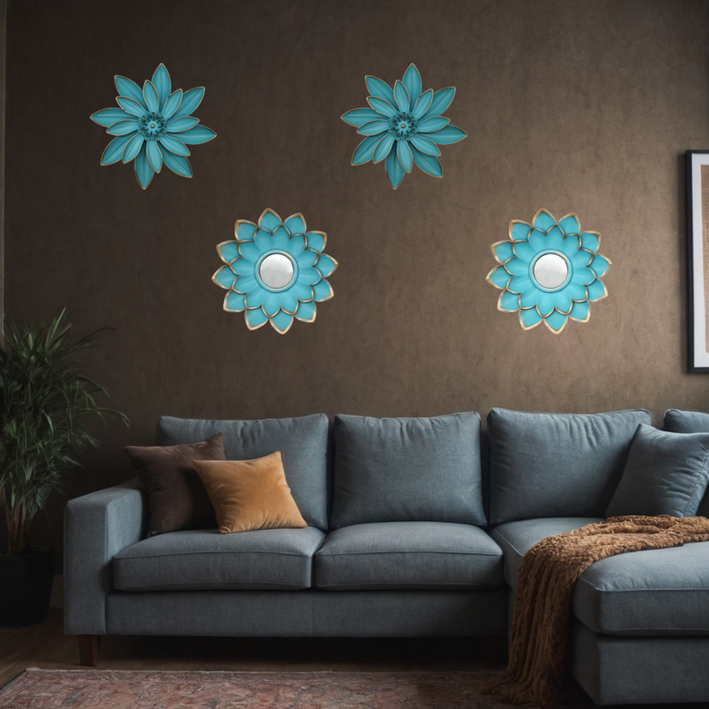 Set 4 Marcos De Espejos Flor De Loto Decorativo Calipso Deco-4