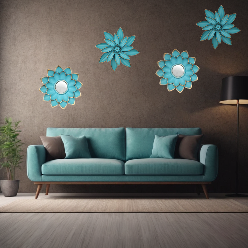 Set 4 Marcos De Espejos Flor De Loto Decorativo Calipso Deco-5