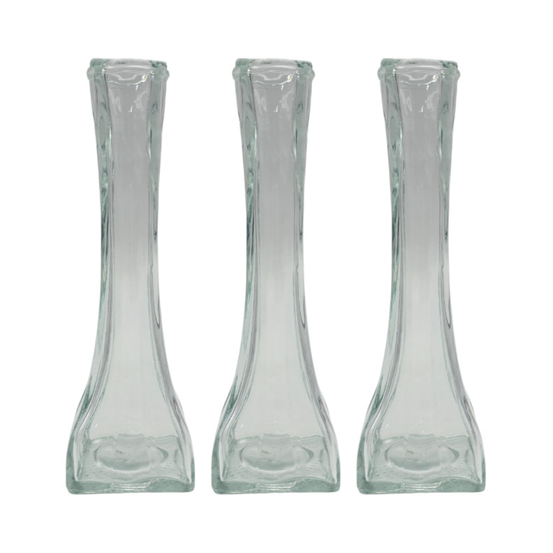 Set 3 Floreros Decorativos De Vidrio Pequeño Transparente-0