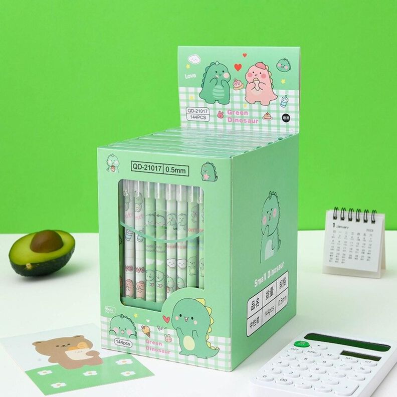 Set 12 Lapices Boligrafos Tinta Gel Negro Diseños Kawaii-1