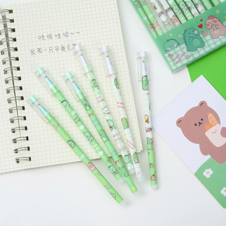 Set 12 Lapices Boligrafos Tinta Gel Negro Diseños Kawaii-4