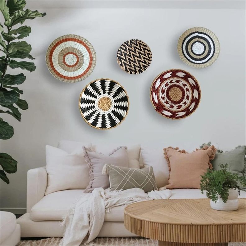 Circulo Decoración De Mimbre Para Pared Casa Terraza Variado-6