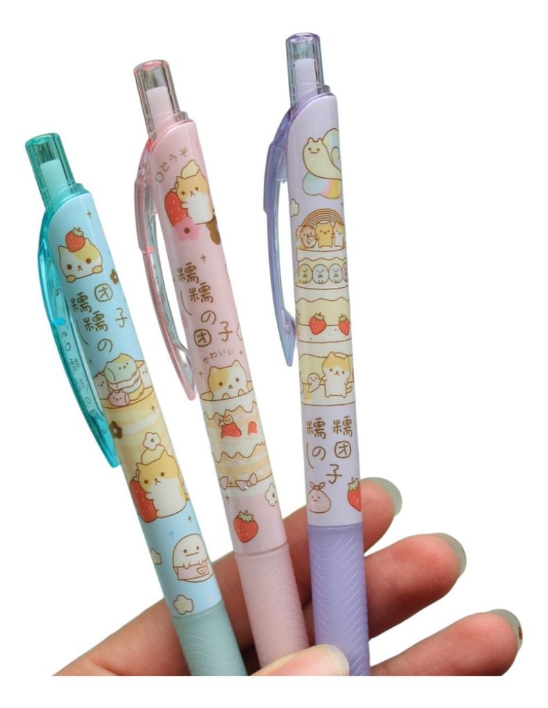 Set 6 Boligrafos Tinta Gel Negro Cute Kawaii 6 Diseños Color-4