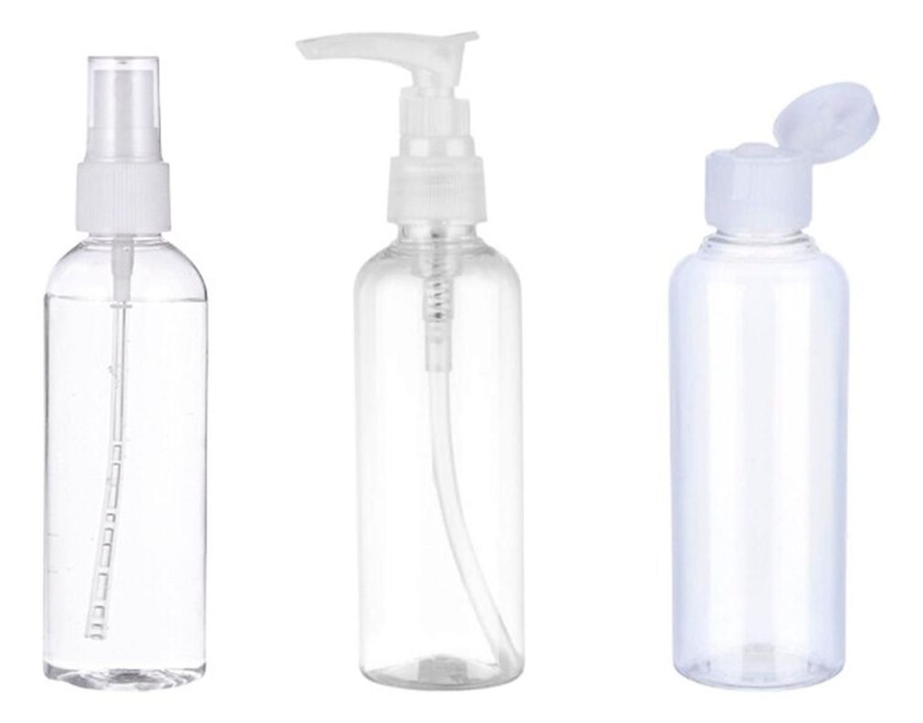 Set 3 Botella De Viaje Variedad 100 Ml Transparente-0