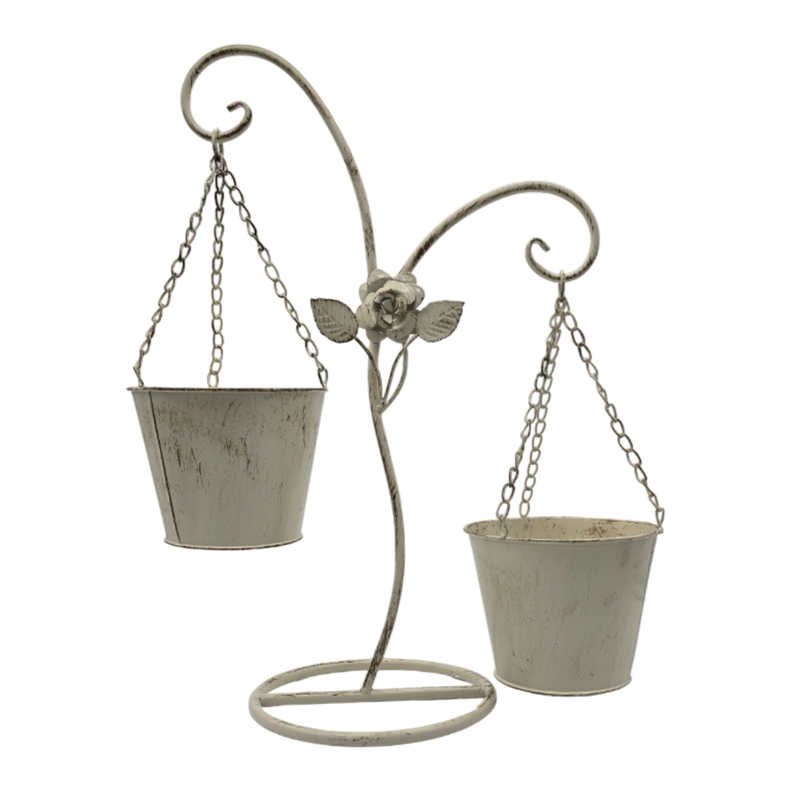 Porta Macetero Pedestal Colgante Beige Vintage Maceta Planta-0