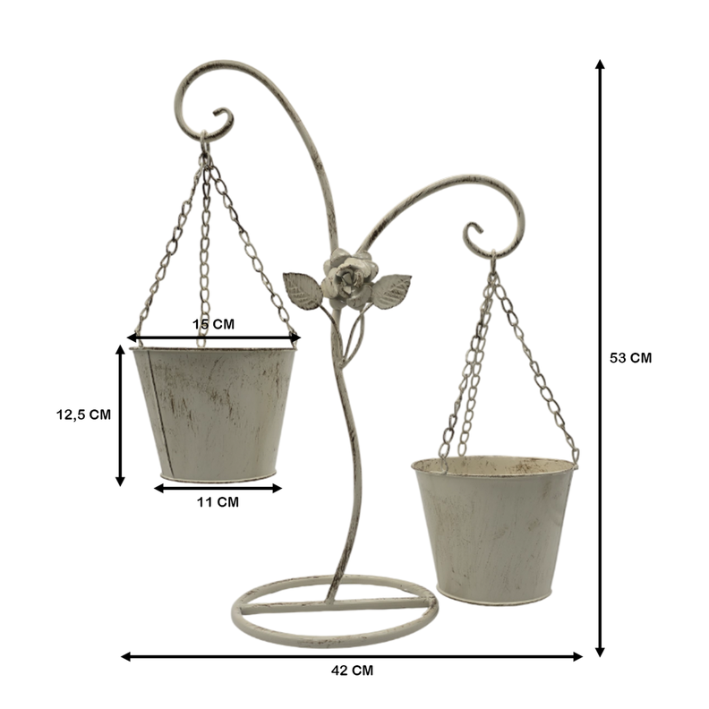Porta Macetero Pedestal Colgante Beige Vintage Maceta Planta-1