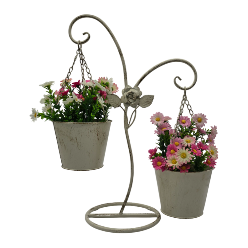 Porta Macetero Pedestal Colgante Beige Vintage Maceta Planta-2
