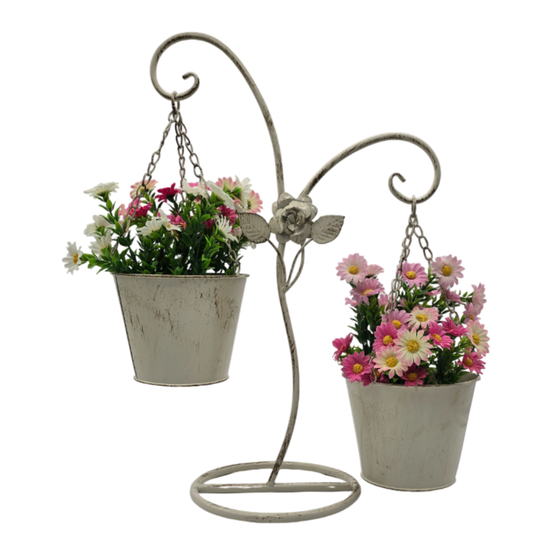 Porta Macetero Pedestal Colgante Beige Vintage Maceta Planta-3