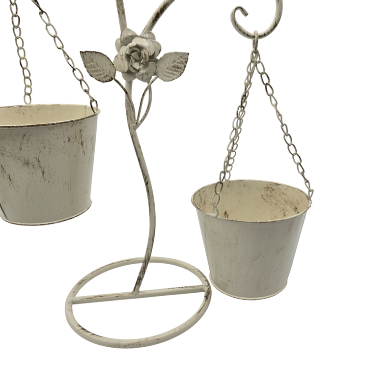Porta Macetero Pedestal Colgante Beige Vintage Maceta Planta-5