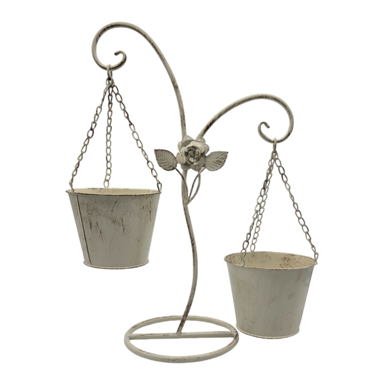 Porta Macetero Pedestal Colgante Beige Vintage Maceta Planta-6