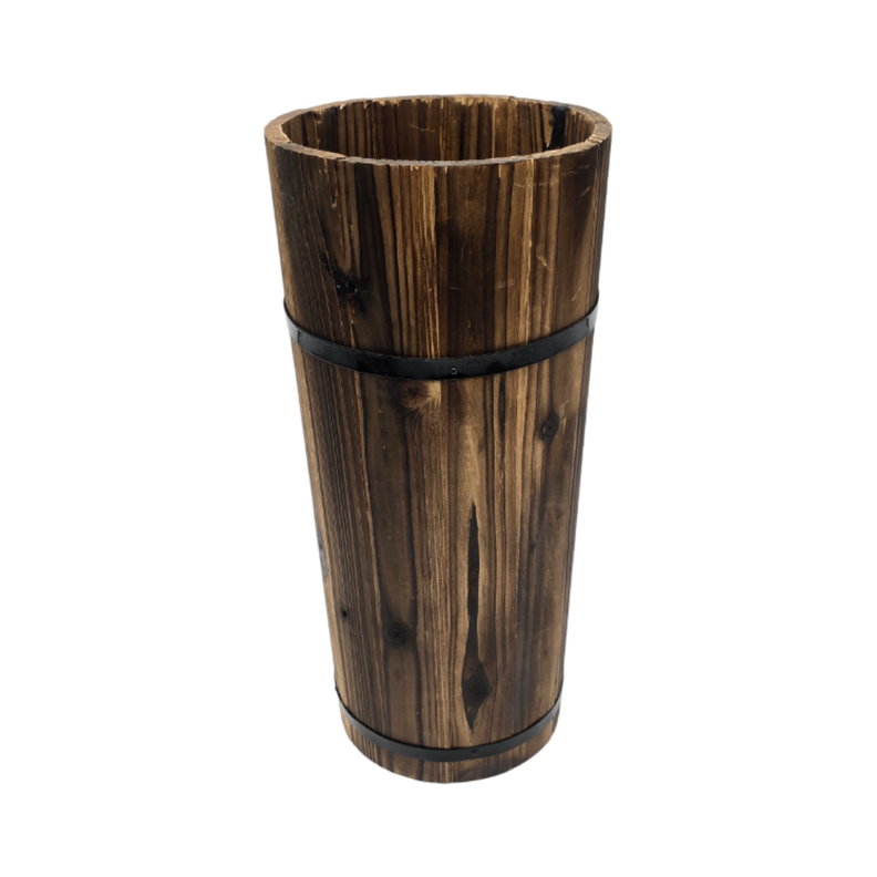 Macetero De Madera Tipo Barril Largo Alto Jardin Terraza S-0