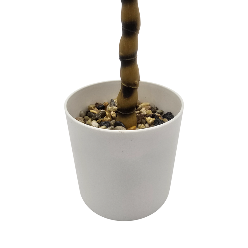 Planta Artificial Bambu Decorativa Macetero Plastico Blanco-3