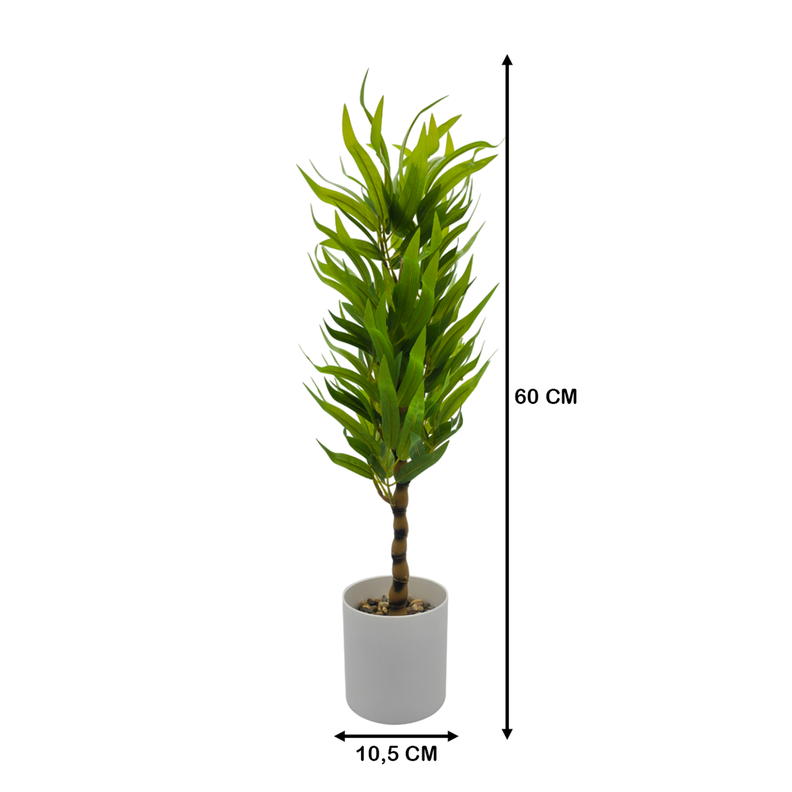 Planta Artificial Bambu Decorativa Macetero Plastico Blanco-5
