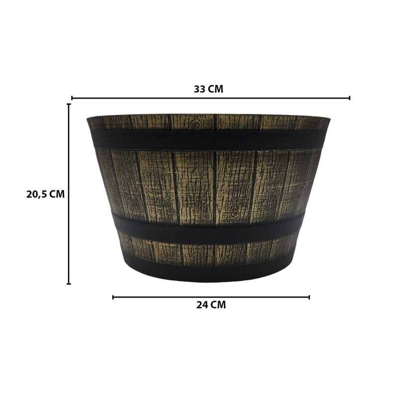 Macetero Plastico Diseño Efecto Barril De Madera Maceta S-5