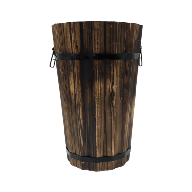Macetero De Madera Tipo Barril Alargado Jardin Terraza M-1