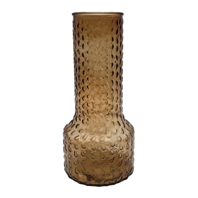 Florero Decorativo De Vidrio Con Diseño Base Ancha Café 30-1