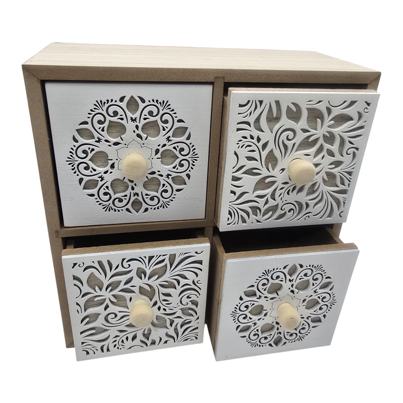 Caja Organizadora Multiuso Joyero Diseño 4 Cajones Blanco-0